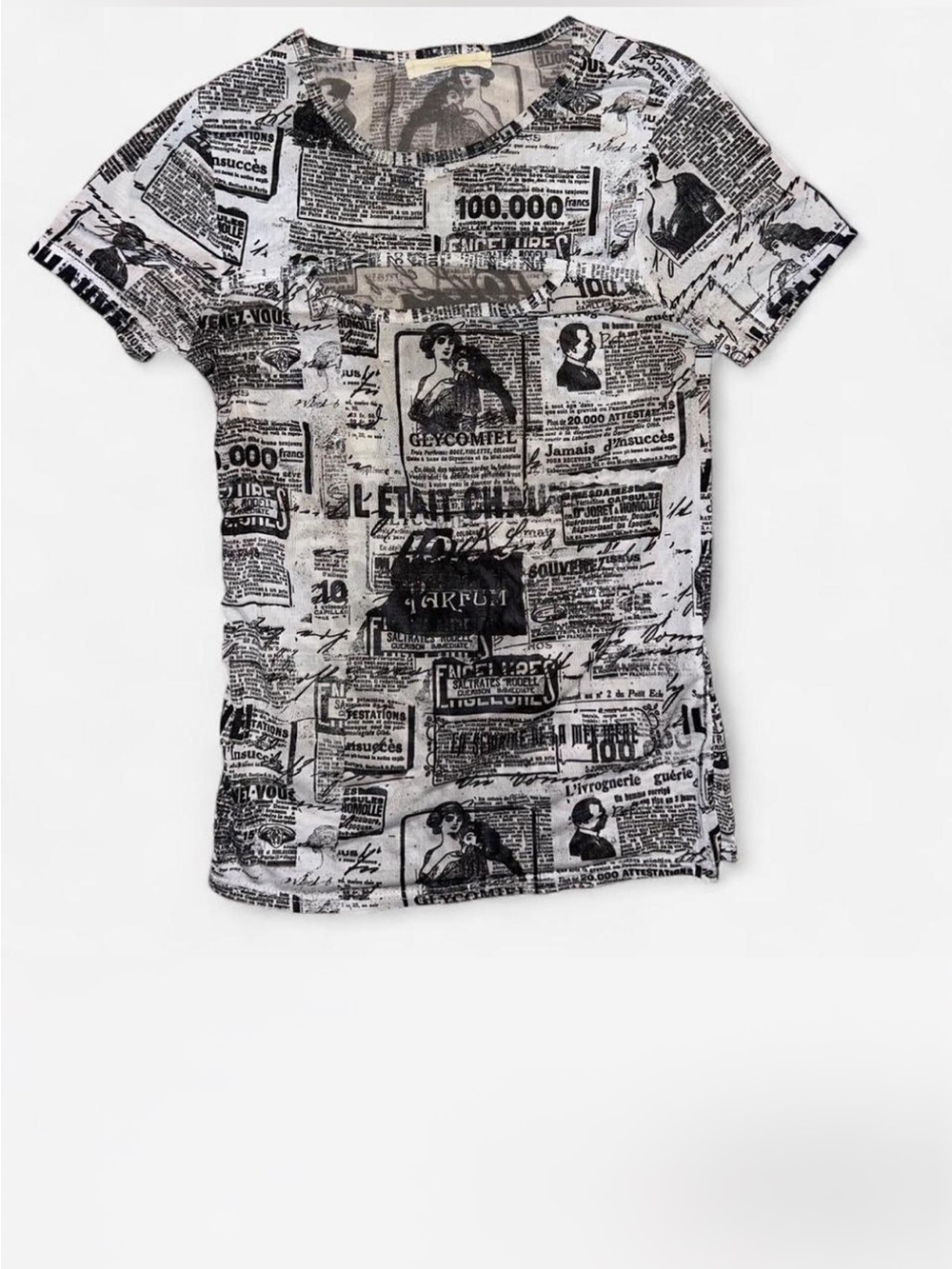 Black & White Graphic Print Sheer Top